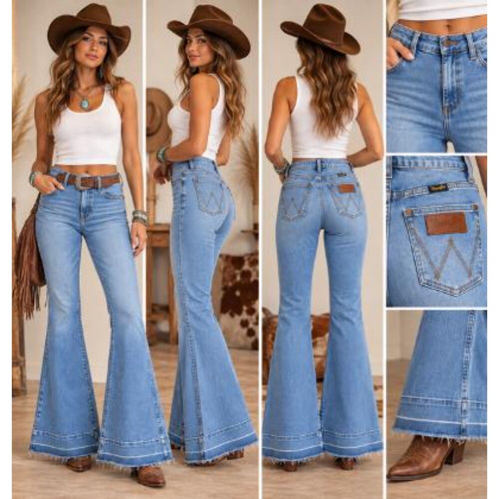 Wrangler Retro High Rise Trouser Flare Denim Jeans